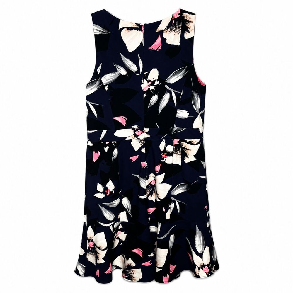 Vince Camuto Navy Floral Midi Dress Romantic Cottage Garden Party Ruffle Hem 16 - Picture 4 of 7